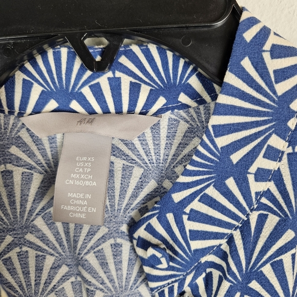 H&M A-line Dress Blue/patterned Size XS baloon Sleeve - Picture 6 of 9